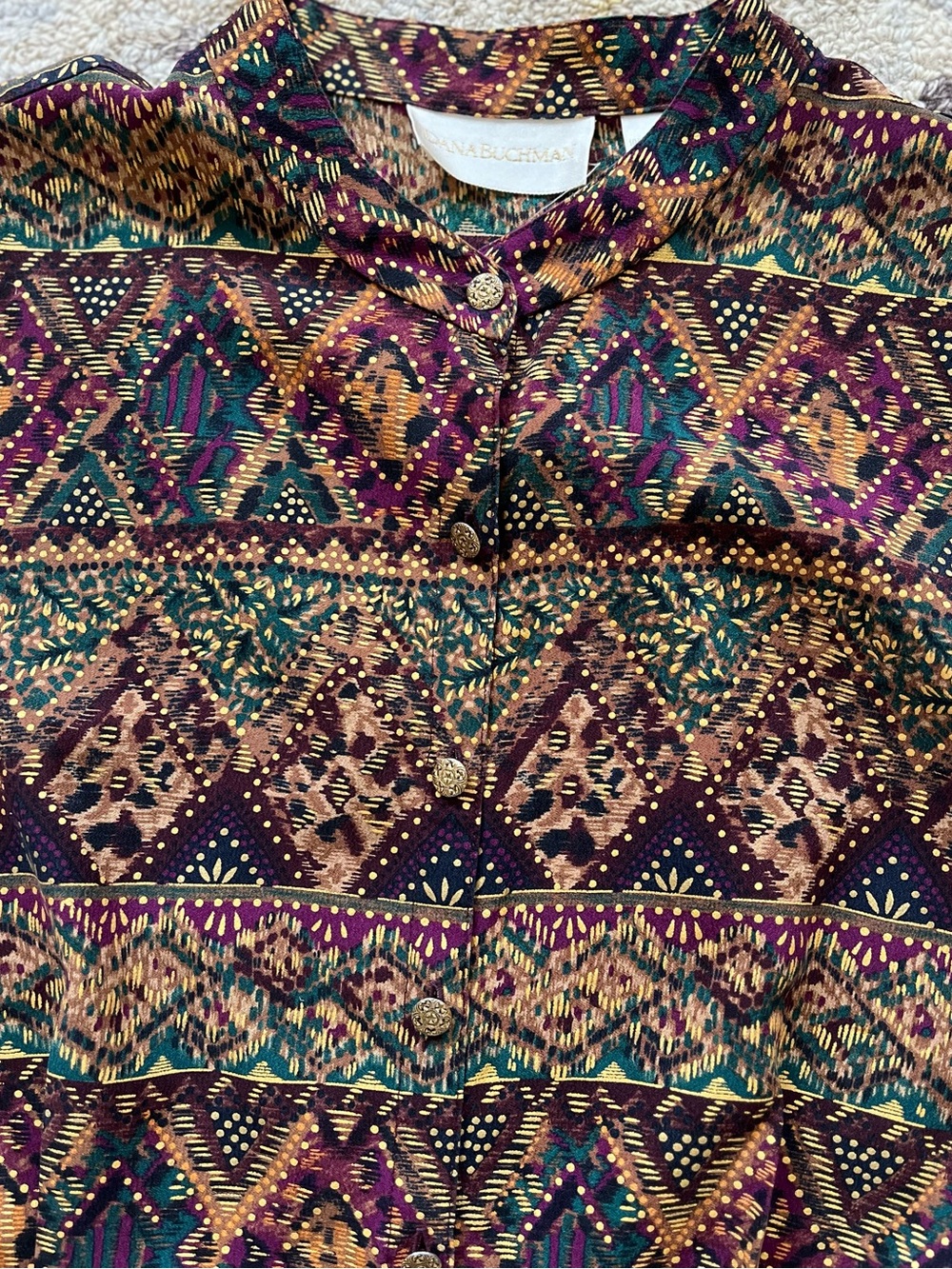 Dana Buchman Silk Multicolor Long-Sleeve Botton up Shirt Size 6 - Picture 5 of 11